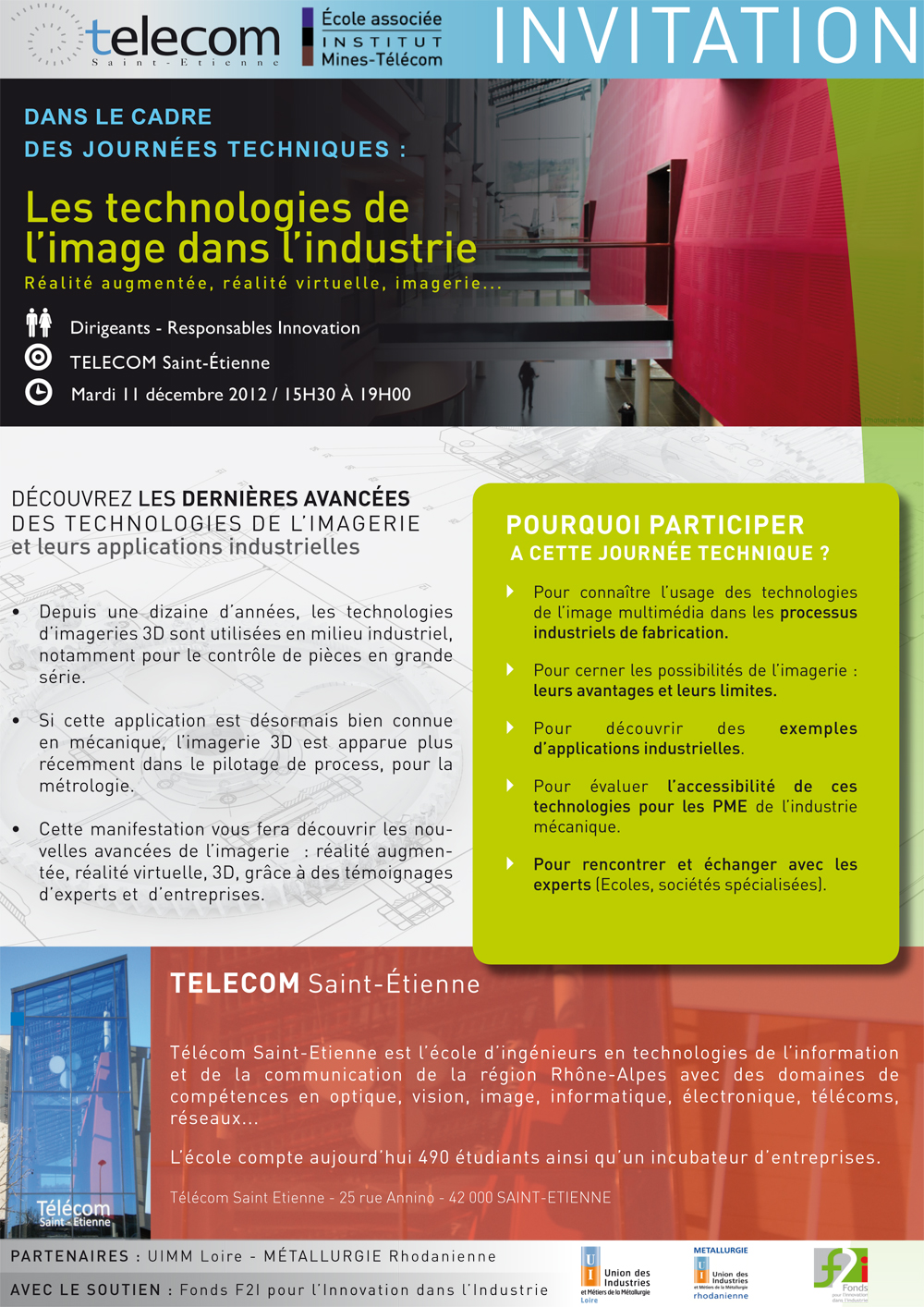 ation journée technique TELECOM dans le cadre du programme IDEE en partenariat avec l'UIMM Invitation journée technique TELECOM dans le cadre du programme IDEE en partenariat avec l'UIMM